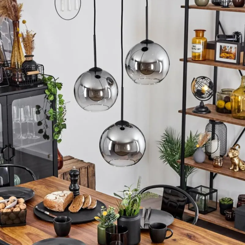 Suspension Verre Fumé-hofstein Plafonnier Verre 20 cm Koyoto Clair, Fumé, 3 lumières