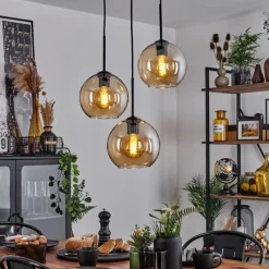 hofstein Plafonnier Verre 20 cm Koyoto Ambre, 3 lumières