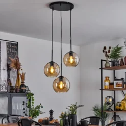 hofstein Plafonnier Verre 20 cm Koyoto Ambre, 3 lumières