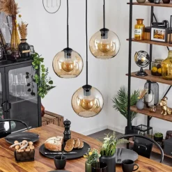 hofstein Plafonnier Verre 20 cm Koyoto Ambre, 3 lumières