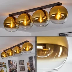 hofstein Plafonnier Verre 30 cm Koyoto Or, Clair, 4 lumières