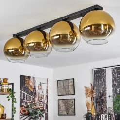 hofstein Plafonnier Verre 30 cm Koyoto Or, Clair, 4 lumières