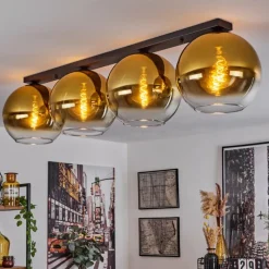 hofstein Plafonnier Verre 30 cm Koyoto Or, Clair, 4 lumières