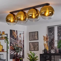 hofstein Plafonnier Verre 30 cm Koyoto Or, Clair, 4 lumières