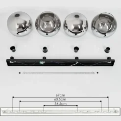 Suspension Verre Fumé-hofstein Plafonnier Verre 30 cm Koyoto Chrome, Clair, Fumé, 4 lumières