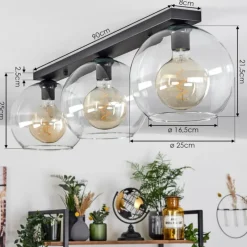 hofstein Plafonnier Verre 25 cm Koyoto Clair, 3 lumières