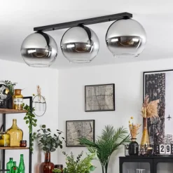 Suspension Verre Fumé-hofstein Plafonnier Verre 30 cm Koyoto Chrome, Clair, Fumé, 3 lumières