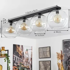 hofstein Plafonnier Verre 30 cm Koyoto Clair, 4 lumières