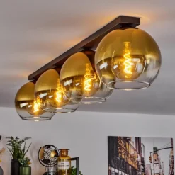 hofstein Plafonnier Verre 25 cm Koyoto Or, Clair, 4 lumières