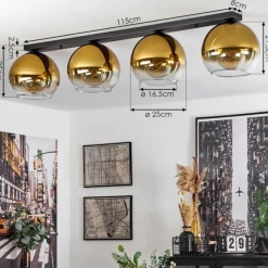 hofstein Plafonnier Verre 25 cm Koyoto Or, Clair, 4 lumières