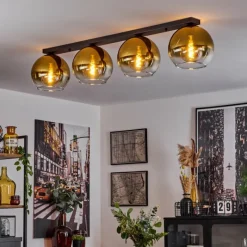 hofstein Plafonnier Verre 25 cm Koyoto Or, Clair, 4 lumières