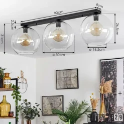 hofstein Plafonnier Verre 30 cm Koyoto Clair, 3 lumières