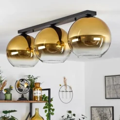 hofstein Plafonnier Verre 30 cm Koyoto Or, Clair, 3 lumières