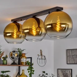 hofstein Plafonnier Verre 30 cm Koyoto Or, Clair, 3 lumières