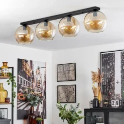 hofstein Plafonnier Verre 25 cm Koyoto Ambre, 4 lumières