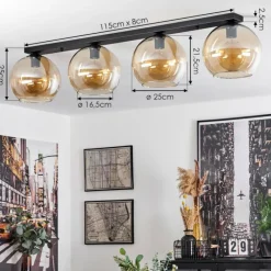 hofstein Plafonnier Verre 25 cm Koyoto Ambre, 4 lumières