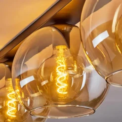 hofstein Plafonnier Verre 25 cm Koyoto Ambre, 4 lumières