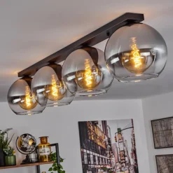 Suspension Verre Fumé-hofstein Plafonnier Verre 25 cm Koyoto Clair, Fumé, 4 lumières