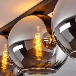 Suspension Verre Fumé-hofstein Plafonnier Verre 30 cm Koyoto Chrome, Fumé, 4 lumières