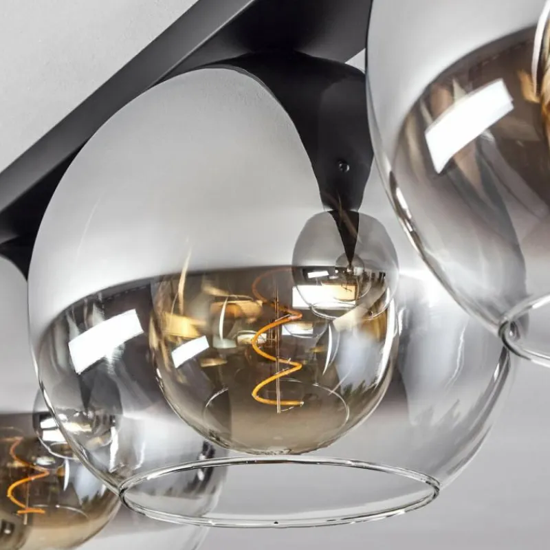 Suspension Verre Fumé-hofstein Plafonnier Verre 25 cm Koyoto Chrome, Clair, Fumé, 4 lumières