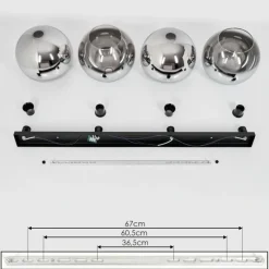 Suspension Verre Fumé-hofstein Plafonnier Verre 25 cm Koyoto Chrome, Clair, Fumé, 4 lumières