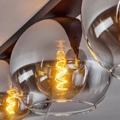 Suspension Verre Fumé-hofstein Plafonnier Verre 25 cm Koyoto Chrome, Clair, Fumé, 4 lumières