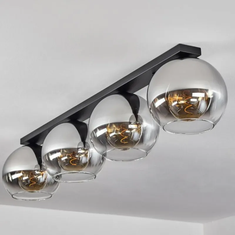 Suspension Verre Fumé-hofstein Plafonnier Verre 25 cm Koyoto Chrome, Clair, Fumé, 4 lumières