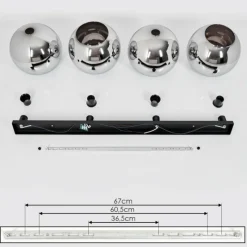 Suspension Verre Fumé-hofstein Plafonnier Verre 25 cm Koyoto Chrome, Fumé, 4 lumières