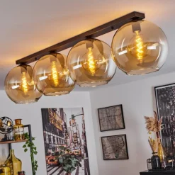 hofstein Plafonnier Verre 30 cm Koyoto Ambre, 4 lumières