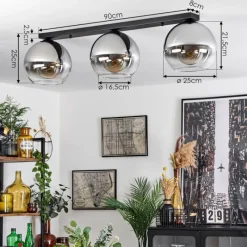 Suspension Verre Fumé-hofstein Plafonnier Verre 25 cm Koyoto Chrome, Clair, Fumé, 3 lumières