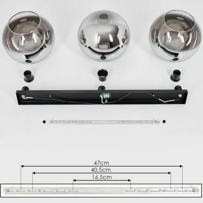 Suspension Verre Fumé-hofstein Plafonnier Verre 25 cm Koyoto Chrome, Clair, Fumé, 3 lumières