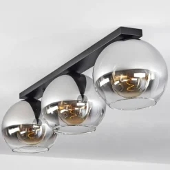 Suspension Verre Fumé-hofstein Plafonnier Verre 25 cm Koyoto Chrome, Clair, Fumé, 3 lumières