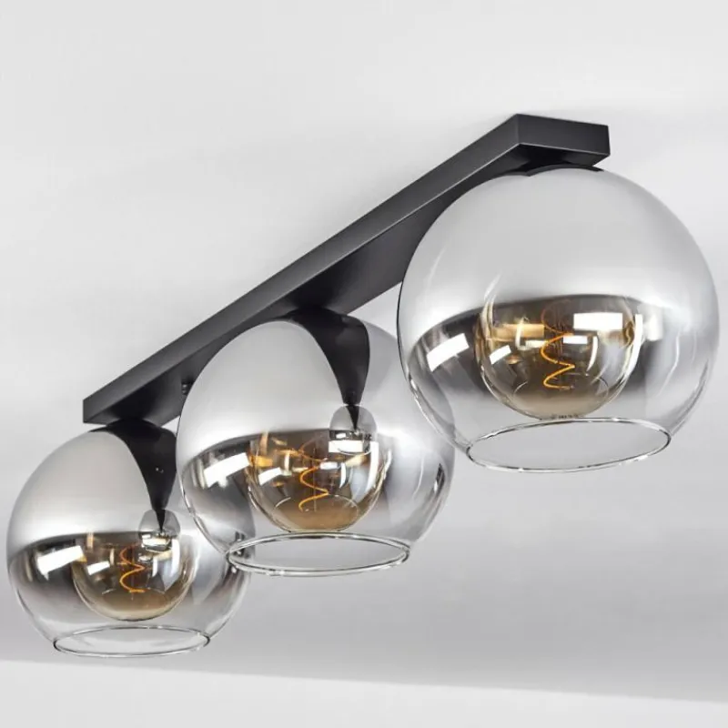 Suspension Verre Fumé-hofstein Plafonnier Verre 25 cm Koyoto Chrome, Clair, Fumé, 3 lumières