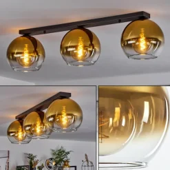 hofstein Plafonnier Verre 25 cm Koyoto Or, Clair, 3 lumières