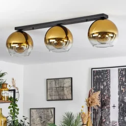 hofstein Plafonnier Verre 25 cm Koyoto Or, Clair, 3 lumières