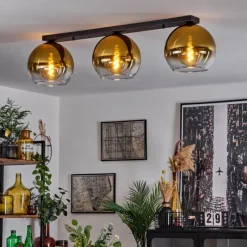 hofstein Plafonnier Verre 25 cm Koyoto Or, Clair, 3 lumières