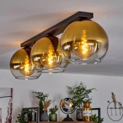 hofstein Plafonnier Verre 25 cm Koyoto Or, Clair, 3 lumières