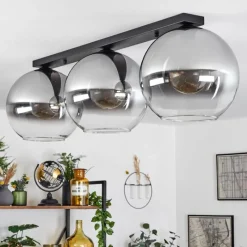 Suspension Verre Fumé-hofstein Plafonnier Verre 30 cm Koyoto Clair, Fumé, 3 lumières