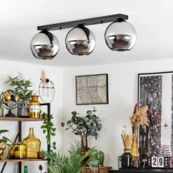 Suspension Verre Fumé-hofstein Plafonnier Verre 20 cm Koyoto Chrome, Fumé, 3 lumières