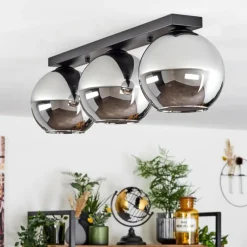 Suspension Verre Fumé-hofstein Plafonnier Verre 20 cm Koyoto Chrome, Fumé, 3 lumières