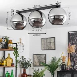 Suspension Verre Fumé-hofstein Plafonnier Verre 30 cm Koyoto Chrome, Fumé, 3 lumières