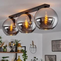 Suspension Verre Fumé-hofstein Plafonnier Verre 30 cm Koyoto Chrome, Fumé, 3 lumières