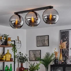 Suspension Verre Fumé-hofstein Plafonnier Verre 30 cm Koyoto Chrome, Fumé, 3 lumières