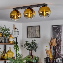 hofstein Plafonnier Verre 20 cm Koyoto Or, Clair, 3 lumières