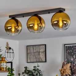 hofstein Plafonnier Verre 20 cm Koyoto Or, Clair, 3 lumières