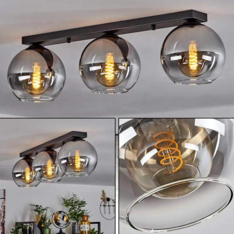 Suspension Verre Fumé-hofstein Plafonnier Verre 20 cm Koyoto Clair, Fumé, 3 lumières