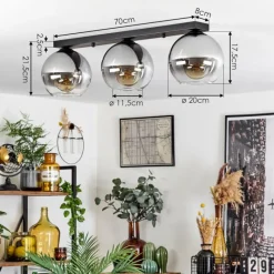 Suspension Verre Fumé-hofstein Plafonnier Verre 20 cm Koyoto Clair, Fumé, 3 lumières