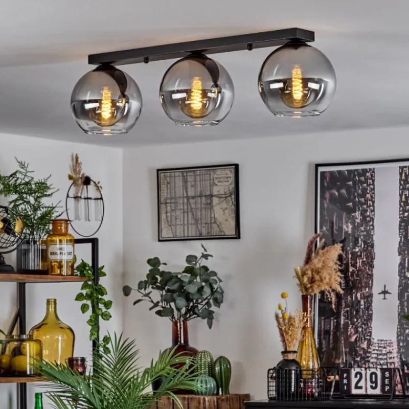 Suspension Verre Fumé-hofstein Plafonnier Verre 20 cm Koyoto Clair, Fumé, 3 lumières