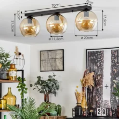 hofstein Plafonnier Verre 20 cm Koyoto Ambre, 3 lumières