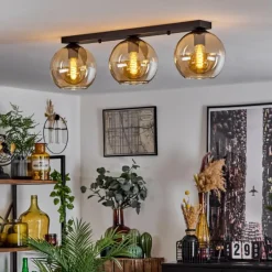 hofstein Plafonnier Verre 20 cm Koyoto Ambre, 3 lumières